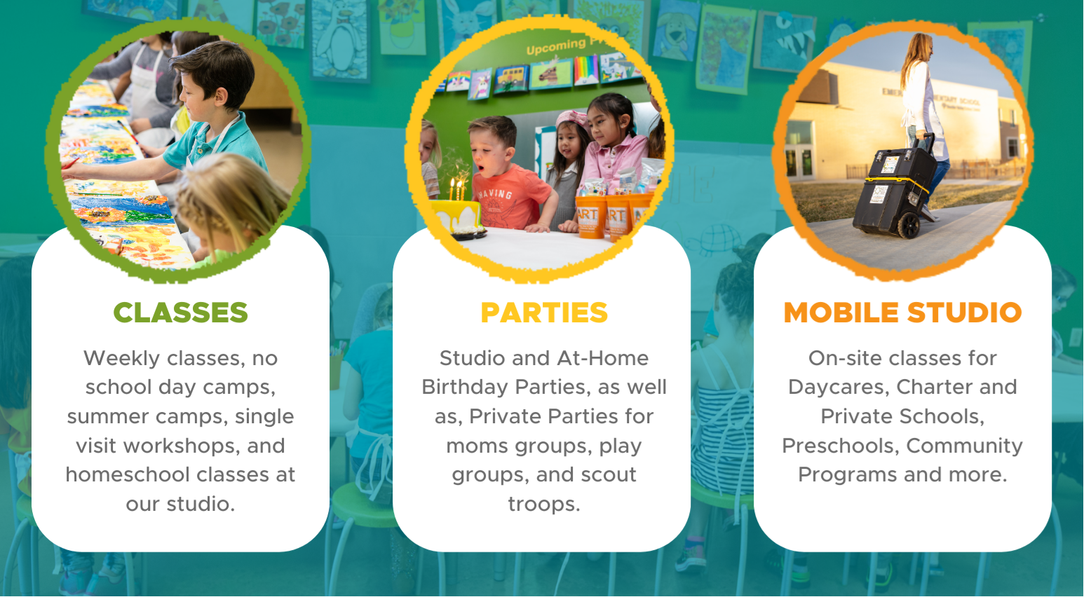 Summer is great with Kidcreate but so are birthday parties and mobile classes!